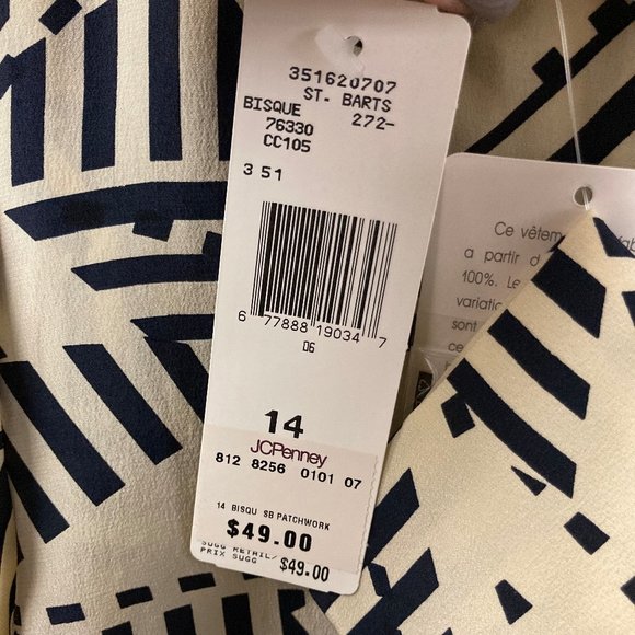 Navy/Tan Pattern Button Up - Picture 3 of 3